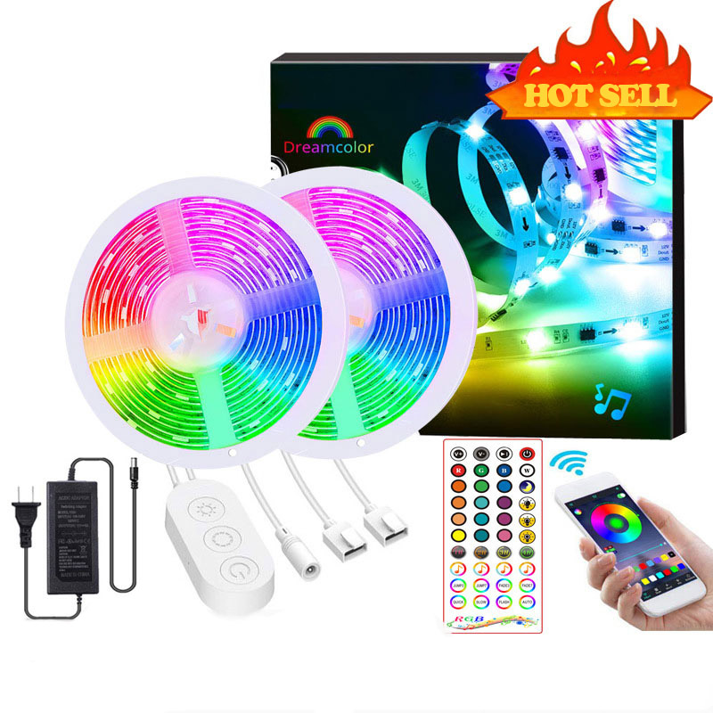 DC24V 5050RGB 16.4ft/5M Wifi APP Control Symphony Music Bluetooth Flexible LED Light Strip Kit